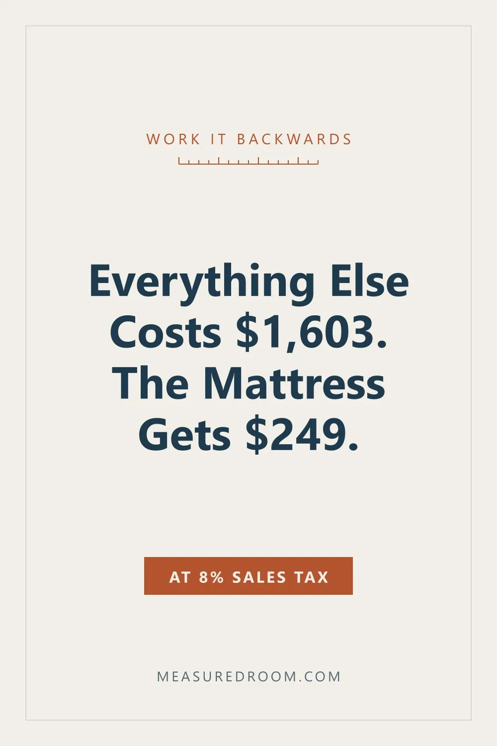 Everything else costs $1,603. The mattress gets $249.